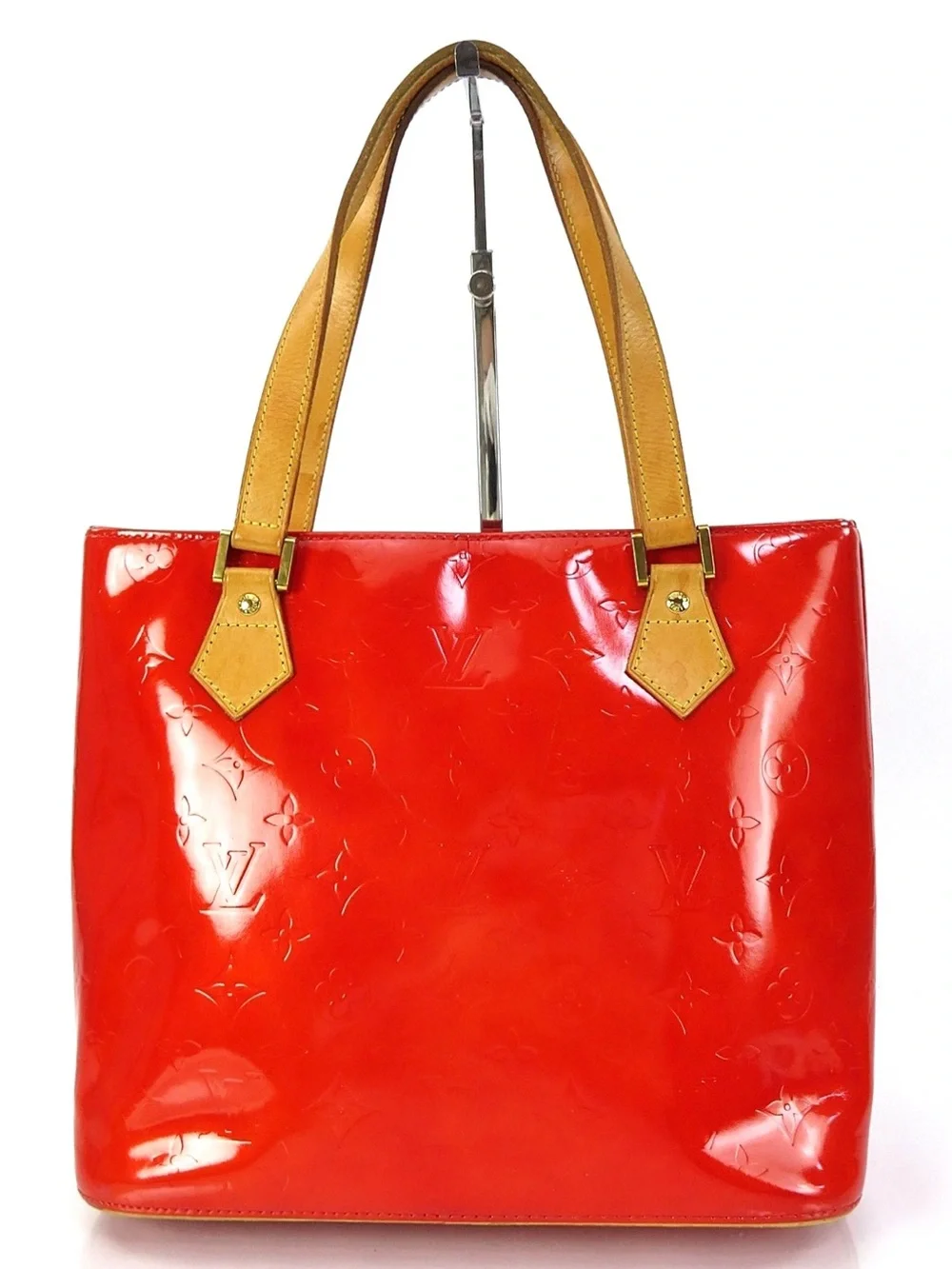 Louis Vuitton Red Patent Tote with Tan Handles